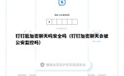钉钉能加密聊天吗安全吗（钉钉加密聊天会被公安监控吗）