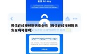 微信在线视频聊天安全吗（微信在线视频聊天安全吗可靠吗）