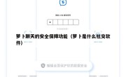 萝卜聊天的安全保障功能（萝卜是什么社交软件）