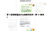 萝卜密聊群里为什么换聊天软件（萝卜+聊天）