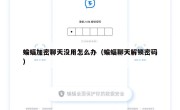 蝙蝠加密聊天没用怎么办（蝙蝠聊天解锁密码）