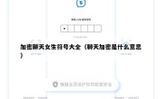 加密聊天女生符号大全（聊天加密是什么意思）