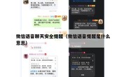 微信语音聊天安全提醒（微信语音提醒是什么意思）