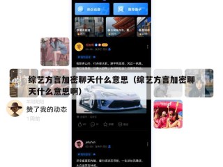 综艺方言加密聊天什么意思（综艺方言加密聊天什么意思啊）