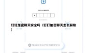 钉钉加密聊天安全吗（钉钉加密聊天怎么解除）
