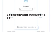 加密模式聊天技巧在哪找（加密模式使用什么加密）