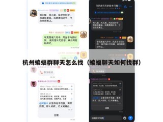 杭州蝙蝠群聊天怎么找（蝙蝠聊天如何找群）