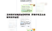 怎样把好友聊天加密呢苹果（苹果手机怎么给聊天软件加密）