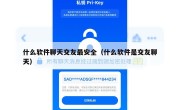 什么软件聊天交友最安全（什么软件是交友聊天）