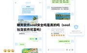 聊天软件soul安全吗是真的吗（soul社交软件可靠吗）