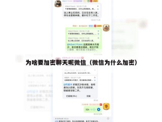 为啥要加密聊天呢微信（微信为什么加密）
