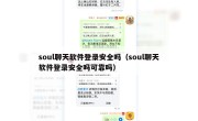 soul聊天软件登录安全吗（soul聊天软件登录安全吗可靠吗）