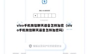 vivo手机微信聊天语音怎样加密（vivo手机微信聊天语音怎样加密码）
