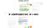 萝卜密聊可以登两个号吗（萝卜+聊天）