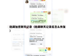 隐藏加密聊天记录（隐藏聊天记录后怎么恢复）