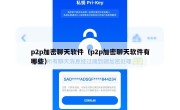 p2p加密聊天软件（p2p加密聊天软件有哪些）