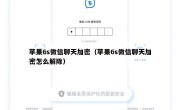 苹果6s微信聊天加密（苹果6s微信聊天加密怎么解除）