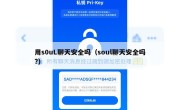 用s0uL聊天安全吗（soul聊天安全吗?）