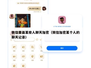 微信里面某些人聊天加密（微信加密某个人的聊天记录）