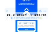 安全一对一聊天的软件（一对一聊天平台下载）