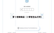 萝卜密聊商店（卜萝密怎么打开）