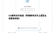 ios聊天文字加密（苹果聊天文字上面怎么设置有拼音）