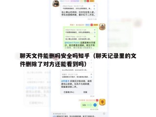 聊天文件能删吗安全吗知乎（聊天记录里的文件删除了对方还能看到吗）