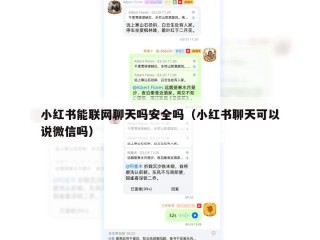 小红书能联网聊天吗安全吗（小红书聊天可以说微信吗）