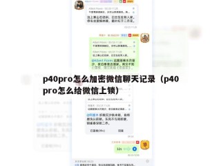 p40pro怎么加密微信聊天记录（p40pro怎么给微信上锁）