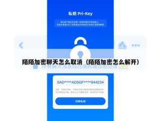 陌陌加密聊天怎么取消（陌陌加密怎么解开）