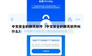 中文安全的聊天软件（中文安全的聊天软件叫什么）
