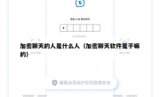 加密聊天的人是什么人（加密聊天软件是干嘛的）