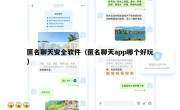 匿名聊天安全软件（匿名聊天app哪个好玩）