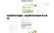 加密聊天软件国内（加密聊天软件国内可以用吗）