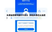 头像加密聊天图片不显示（微信头像怎么加密）