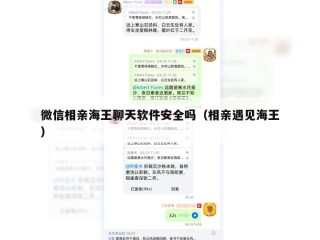微信相亲海王聊天软件安全吗（相亲遇见海王）