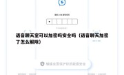 语音聊天室可以加密吗安全吗（语音聊天加密了怎么解除）