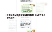 中国加密m字开头交友聊天软件（m字开头的聊天软件）