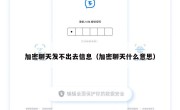 加密聊天发不出去信息（加密聊天什么意思）