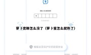 萝卜密聊怎么没了（萝卜蜜怎么就熟了）