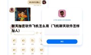 聊天加密软件飞机怎么用（飞机聊天软件怎样加人）