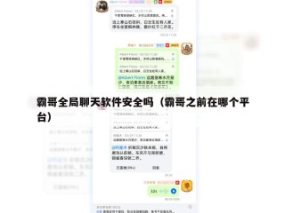 霸哥全局聊天软件安全吗（霸哥之前在哪个平台）