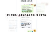 萝卜密聊为什么要输入手机密码（萝卜蜜百科）