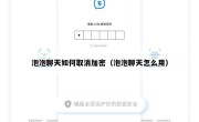 泡泡聊天如何取消加密（泡泡聊天怎么用）