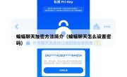 蝙蝠聊天加密方法简介（蝙蝠聊天怎么设置密码）