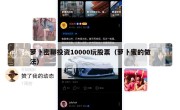 萝卜密聊投资10000玩股票（萝卜蜜的做法）